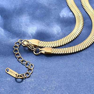 Ion Plating(IP) 304 Stainless Steel Herringbone Chain Necklace for Men Women LS-NJEW-E076-03E-G-1