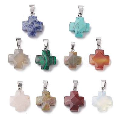 Natural & Synthetic Mixed Gemstone Pendants G-K359-02P-M-1