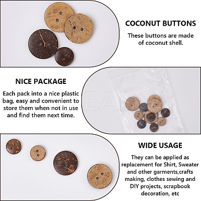 200Pcs 2 Styles Natrual Coconut Buttons BUTT-GF0003-99-1