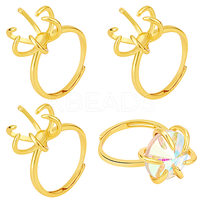 4Pcs Adjustable Brass Finger Ring Components KK-NB0002-57-1
