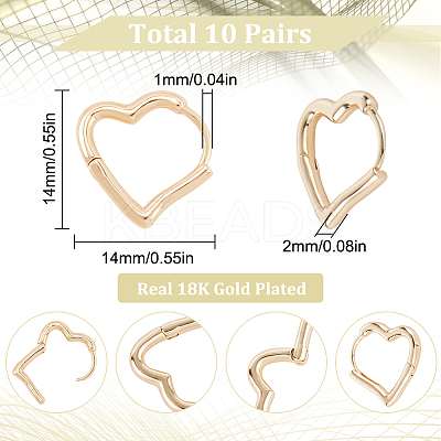 10 Pairs Brass Hoop Earrings for Women EJEW-SC0001-63A-1