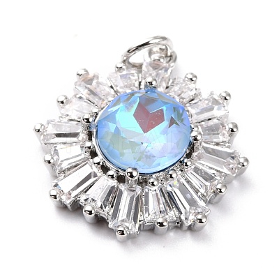 Brass Micro Pave Cubic Zirconia Pendants ZIRC-O044-21B-P-1