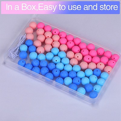 80Pcs 4 Style Round Silicone Focal Beads SIL-SZ0001-22I-1