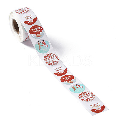 4 Patterns Christmas Round Dot Self Adhesive Paper Stickers Roll DIY-A042-03A-1