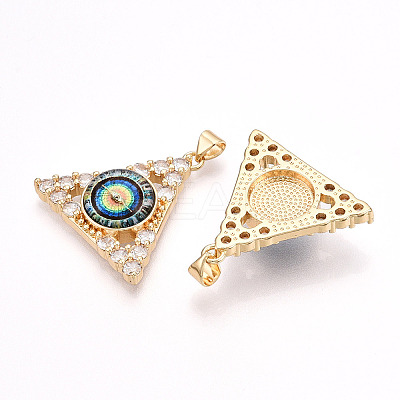 Brass Micro Pave Clear Cubic Zirconia Pendants for Women KK-T070-90A-04-1