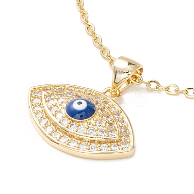 Clear Cubic Zirconia Evil Eye Pendant Necklace NJEW-O125-03G-1