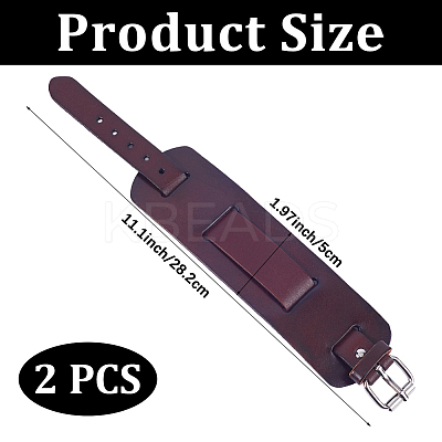 Vintage Punk Rock Style Wide Leather Cord Wristband Bracelets for Unisex BJEW-WH20007-07B-1