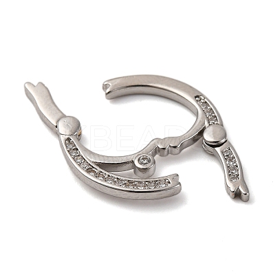 Flat Round Brass Micro Pave Cubic Zirconia Twister Clasps KK-P308-51P-1
