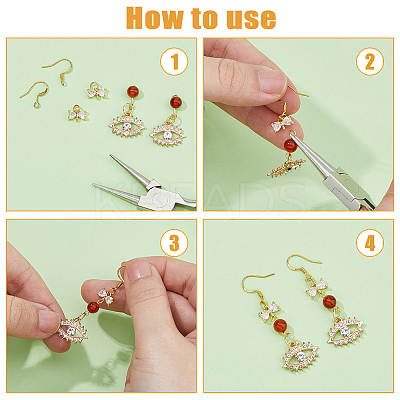20Pcs 5 Styles Brass Pave Clear Cubic Zirconia Connector Charms KK-HS0001-30-1