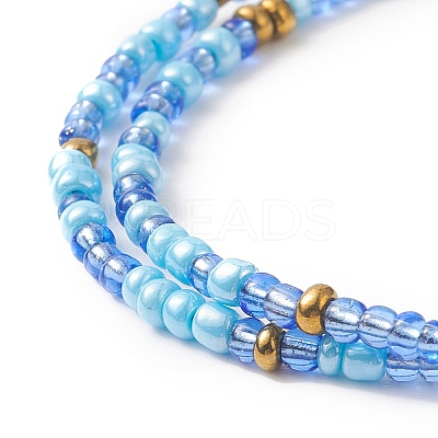 Glass Seed Beaded Two Loops Wrap Bracelet for Women BJEW-JB09216-1
