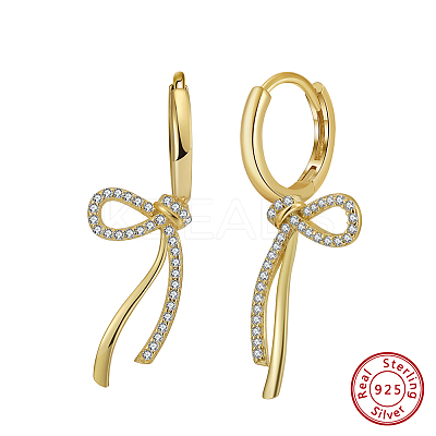 925 Sterling Silver Micro Pave Clear Cubic Zirconia Hoop Earrings STER-P065-08G-1