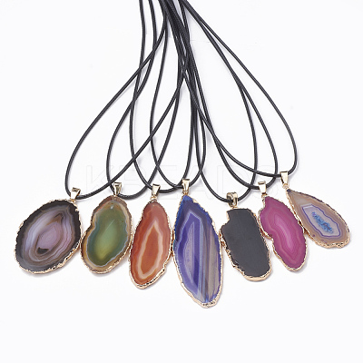 Dyed Natural Brazilian Agate Pendant Necklaces G-T104-10-1