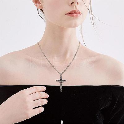 Cross Pendant Necklace with Jesus Crucifix Religious Necklace Sacrosanct Charm Neck Chain Jewelry Gift for Birthday Easter Thanksgiving Day JN1109A-1