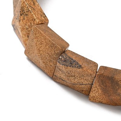 Natural Picture Jasper Beads Stretch Bracelets for Women Men BJEW-C097-06-02-1