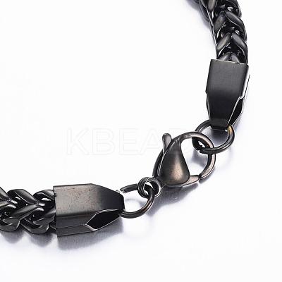 304 Stainless Steel Wheat Chain Bracelets BJEW-H508-06B-1