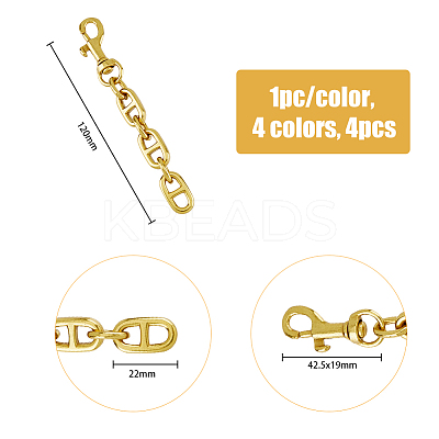 4Pcs 4 Colors Alloy Mariner Link Chain Bag Strap Extenders FIND-FH0006-14-1