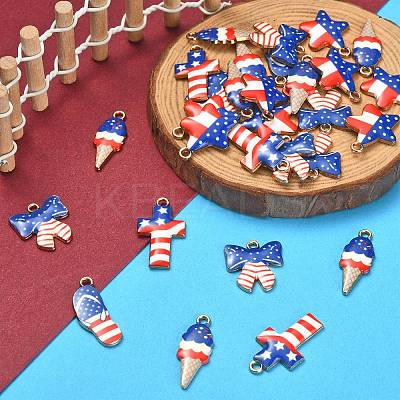 50Pcs 5 Styles Rack Plating Alloy Enamel Pendants ENAM-CJ0003-48-1