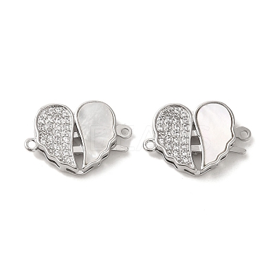 Brass Micro Pave Clear Cubic Zirconia Connector Charms KK-P260-19P-02-1