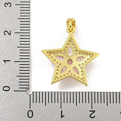 Star Rack Plating Brass Cubic Zirconia Pendants KK-M291-10G-1