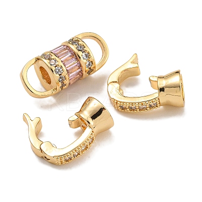 Brass Micro Pave Cubic Zirconia Fold Over Clasps KK-U037-43G-01-1