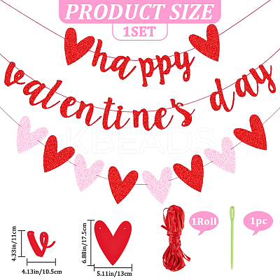 2 Sets 2 Style Valentine's Day Theme Paper Flags AJEW-CP0005-86-1