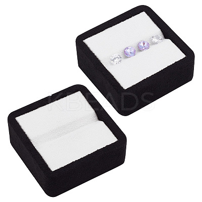 Square Velvet with Fibre Cloth Loose Diamond Jewelry Display Case ODIS-WH0038-23B-1