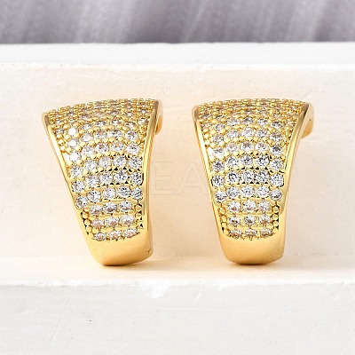 Brass Micro Pave Clear Cubic Zirconia Cuff Earrings EJEW-K309-04G-1