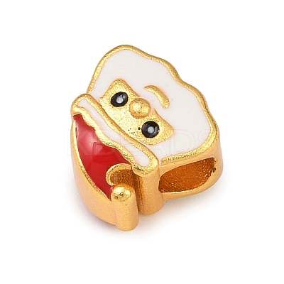 Christams Brass Enamel European Beads KK-F922-03A-G-1