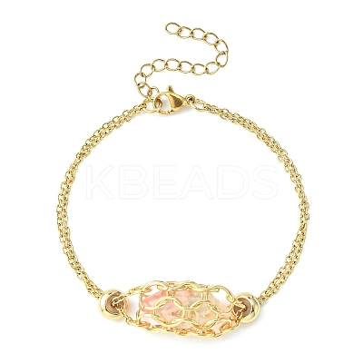 Ion Plating(IP) 304 Stainless Steel Macrame Pouch Empty Stone Holder for Link Braclets Making BJEW-JB09559-1