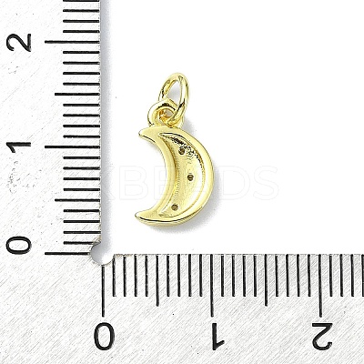 Moon Theme Brass Micro Pave Clear Cubic Zirconia Charms KK-H475-57G-13-1