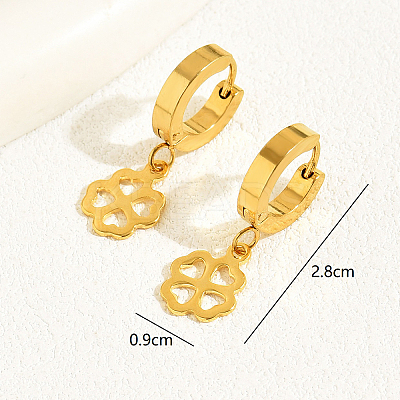 Fashionable Clover Brass Hoop Earrings HI5934-1