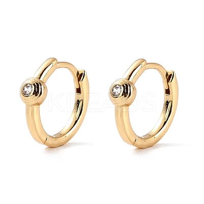 Rose Clear Cubic Zirconia Small Hoop Earring for Her EJEW-C002-08G-RS-1