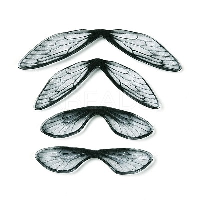 3Pcs Transparent Epoxy Resin Butterfly Wings Cabochons RESI-N045-09-1