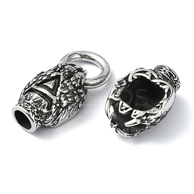 Tibetan Style 304 Stainless Steel Spring Gate Rings FIND-Z046-06AS-07-1