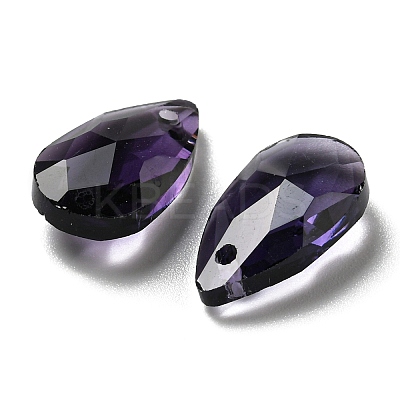 Faceted Teardrop Glass Pendants GLAA-O008-B18-1