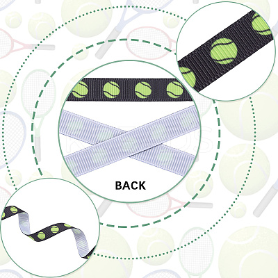 4 Rolls 4 Styles Polyester Sport Ball Printed Grosgrain Ribbon OCOR-GF0004-31A-1