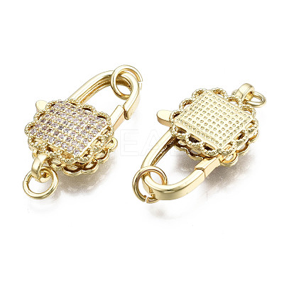 Brass Micro Pave Clear Cubic Zirconia Lobster Claw Clasps KK-Q769-032-NF-1