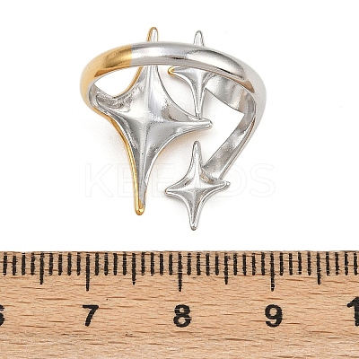 Adjustable 304 Stainless Steel Cuff Rings for Women RJEW-B135-01GP-11-1