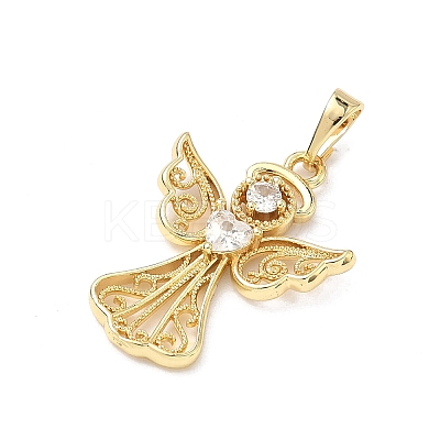 Brass Micro Pave Clear Cubic Zirconia Pendants KK-H255-16B-G-1