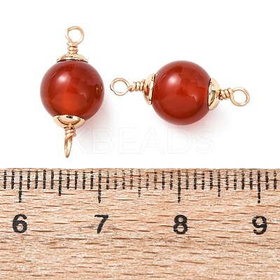 Natural Carnelian Round Links Connector Charms KK-Z152-04G-01-1