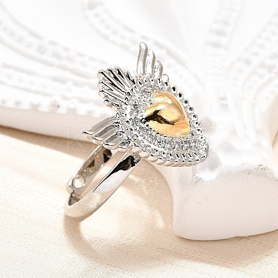 Gothic Style Brass Micro Pave Clear Cubic Zirconia Cuff Rings for Women RJEW-U051-02C-GP-1
