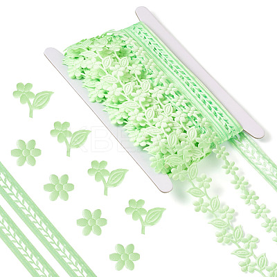 15Yards 3 Styles Polyester Hollow Leaf Ribbons OCOR-TA0002-79A-1