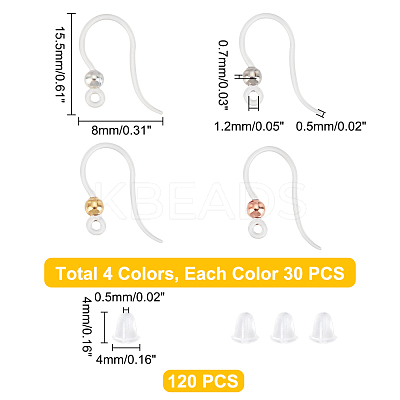 120Pcs 4 Color Eco-Friendly Plastic Earring Hooks STAS-DC0004-39-1