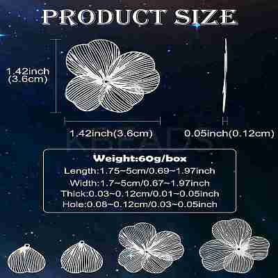 40Pcs 4 Styles Iron Etched Metal Embellishments Pendants IFIN-CJ0001-81-1