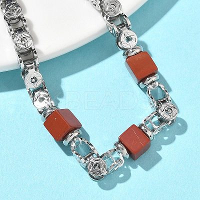Natural Red Jasper Link Chain Bracelets for Women BJEW-Z148-06P-01-1