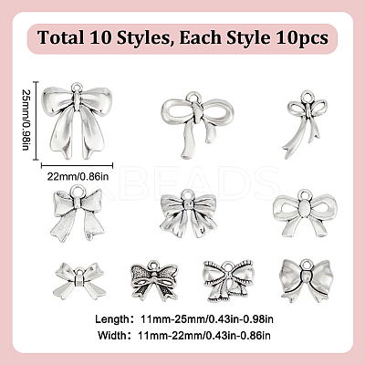 100Pcs 10 Style Tibetan Style Alloy Charms FIND-GO0003-93-1