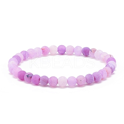 Natural Weathered Agate(Dyed) Round Beaded Stretch Bracelet BJEW-JB08363-01-1