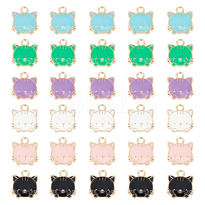 48Pcs 6 Colors Eco-Friendly Zinc Alloy Pendants ENAM-GO0001-09-1
