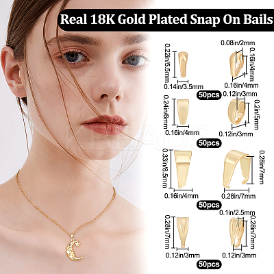 200Pcs 4 Styles Brass & 201 Stainless Steel Snap on Bails KK-BBC0008-11-1