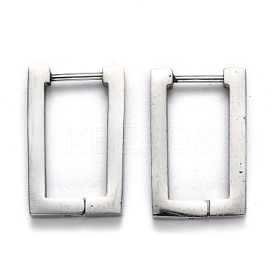 Tarnish Resistant 304 Stainless Steel Rectangle Huggie Hoop Earrings STAS-H156-10A-P-1